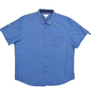 Calvin Klein Men's XL Button Shirt Short Sleeve Geometric Blue Modern Geometric